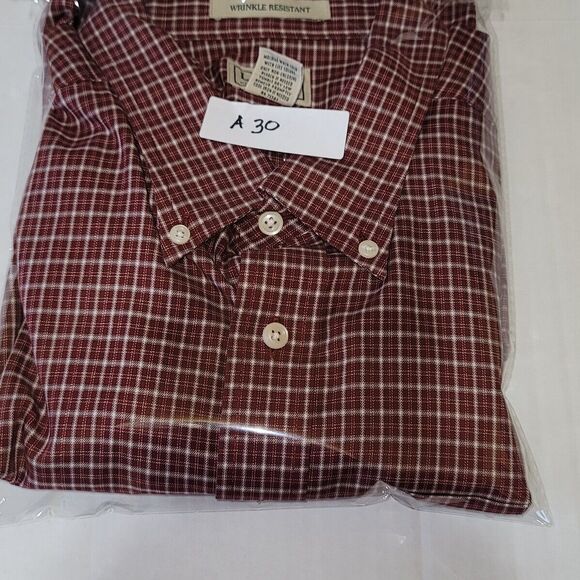L. L. Bean Men’s Button-down Shirt SS Cotton Gingham Burgundy XXL - Picture 10 of 10